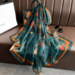 Elegant The fruit is ripe Transparent Thin Silk Printing Long Scarf - Image 3