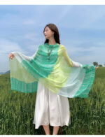 Premium Quality cotton and linen Long Scarf Yellow-green - Image 3