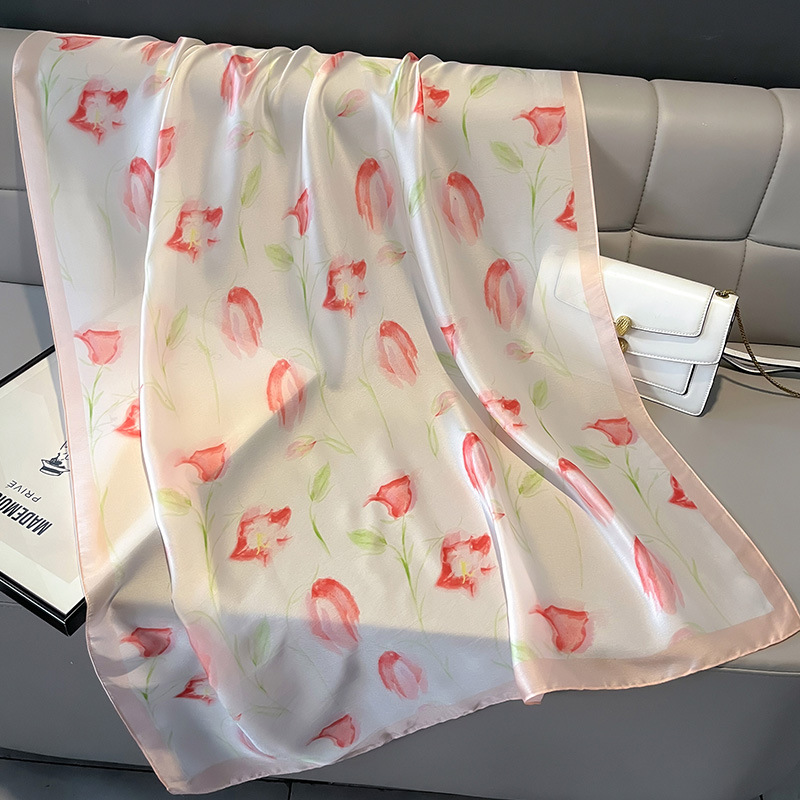 O1CN01MN3bvJ1LoW4SAPyWd_!!948541346-0-cib Silk Satin women's printed Long Scarf Pink Edge - Image 1