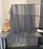 Elegant Transparent Silk Printing Long Scarf Wave point-black - Image 2