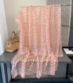 Elegant Transparent Silk Printing Long Scarf Light pink - Image 2