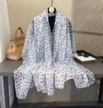 Elegant Transparent Silk Printing Long Scarf Wave point