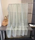 Elegant Transparent Silk Printing Long Scarf Wave point-green - Image 2