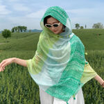 Premium Quality cotton and linen Long Scarf Yellow-green