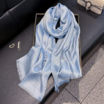 Women's Tencel Cotton Long Travel Beach Scarf Lite blue