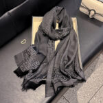 Women's Tencel Cotton Long Travel Beach Scarf black
