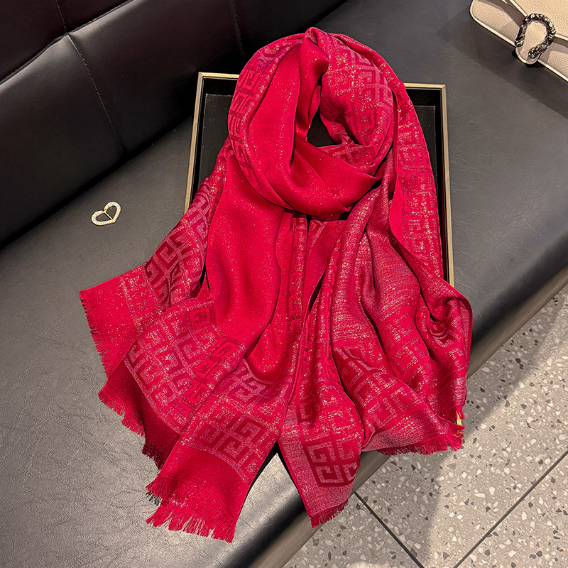 O1CN01HoURRM27qtktAkLrW_!!3434267849-0-cib Women's Tencel Cotton Long Travel Beach Scarf red - Image 1