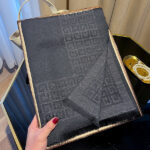 Women's Tencel Cotton Long Travel Beach Scarf black - Image 2