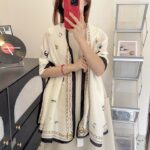Silk Satin Silk Long Gucci Scarf White
