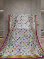 Silk Mulberry Silk Long Scarf White tricolor