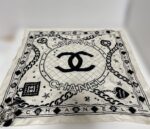 Silk Mulberry Silk Long Chanel Scarf Cc chain beige