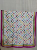 Silk Mulberry Silk Long Scarf White tricolor - Image 2