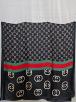 Silk Mulberry Silk Long Gucci Scarf Gg letters black - Image 2