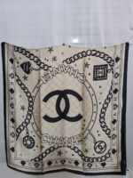 Silk Mulberry Silk Long Chanel Scarf Cc chain beige - Image 2