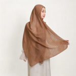 Fashion Cotton and Linen Striped Sequins Single Color Lightweight Flat Scarf - Image 5