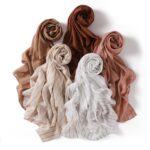 Fashion Cotton and Linen Striped Sequins Single Color Lightweight Flat Scarf - Image 4