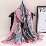 Silk Satin Picture Color Long Scarf