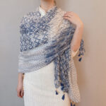 Premium Quality cotton and linen Long Scarf Plaid Wheat Blue - Image 3