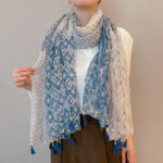 Premium Quality cotton and linen Long Scarf Plaid Wheat Blue - Image 4